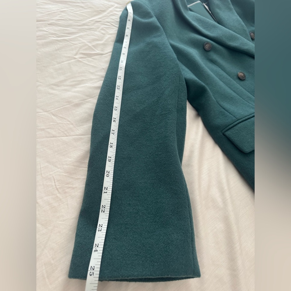 NWT LOFT Rich Teal Green Wool Coat Pea Coat - Picture 10 of 11